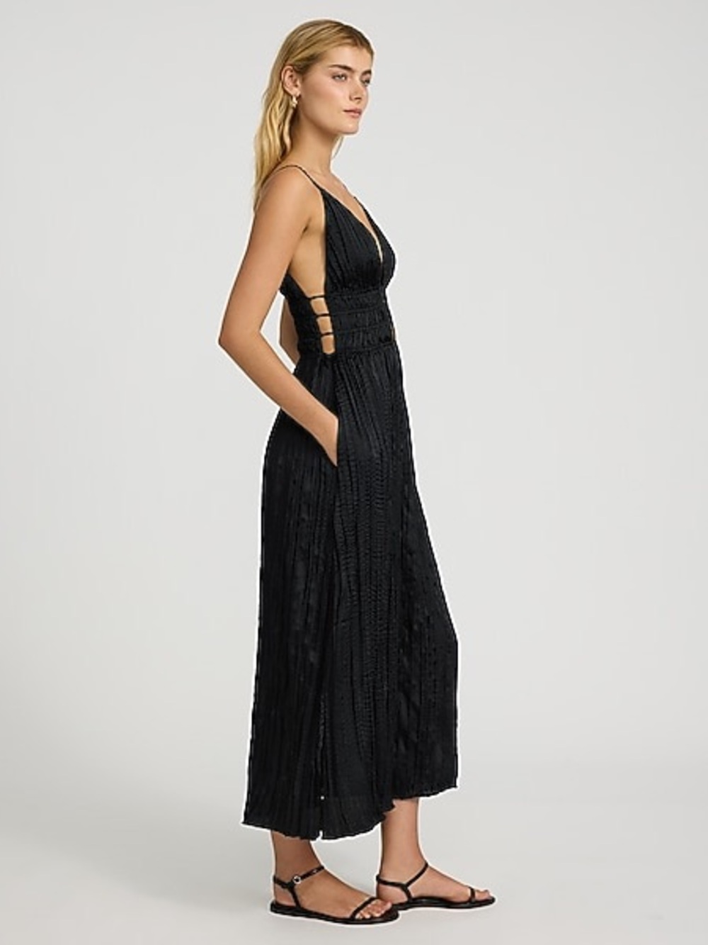 Express Black Strappy V-Neck Maxi Dress size medium - Picture 2 of 6